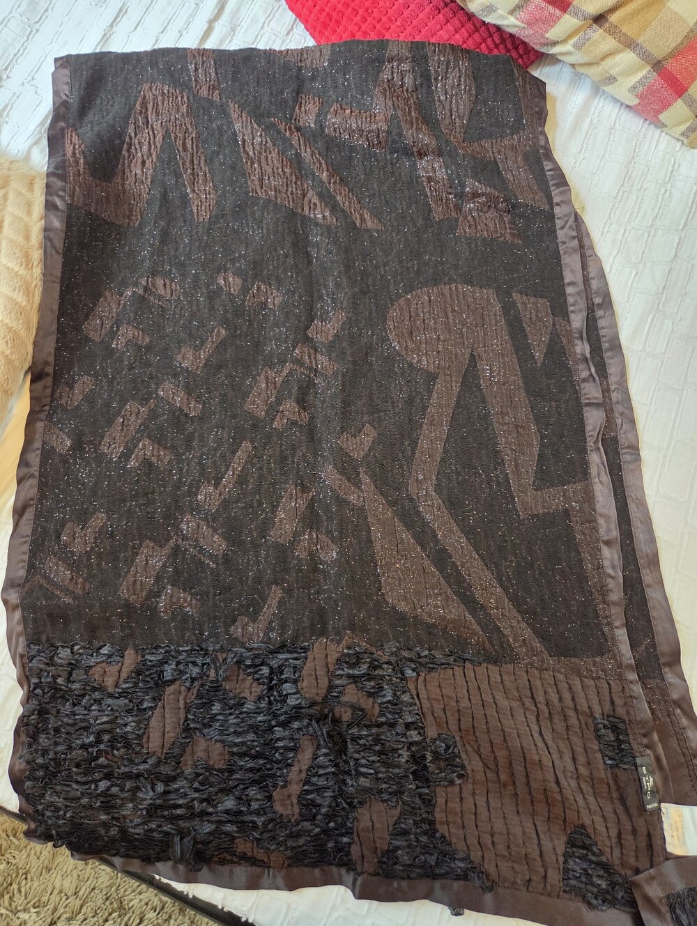 Etro Brown and Black Patterned Oblong Scarf/shawl READ